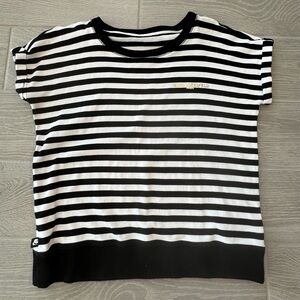 KARL LAGERFELD Black and White Striped Short Sleeve Sweatshirt GUC